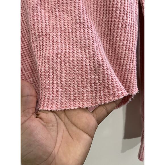 Y2K Free People FP One Colt Waffle Knit Henley S Bohemian Thermal Festival - Picture 6 of 14